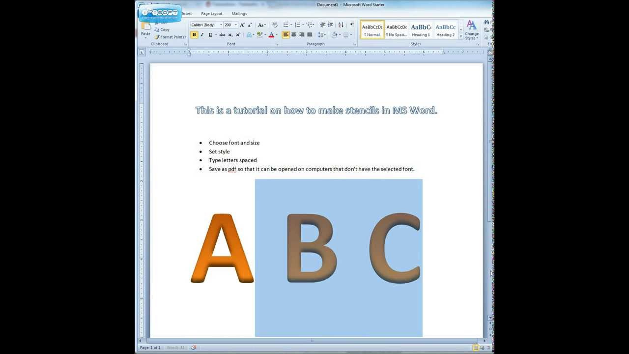 Free Printable Alphabet Stencils - How To Make Them In Ms Word for Printable Stencil Letters in Calibri Font