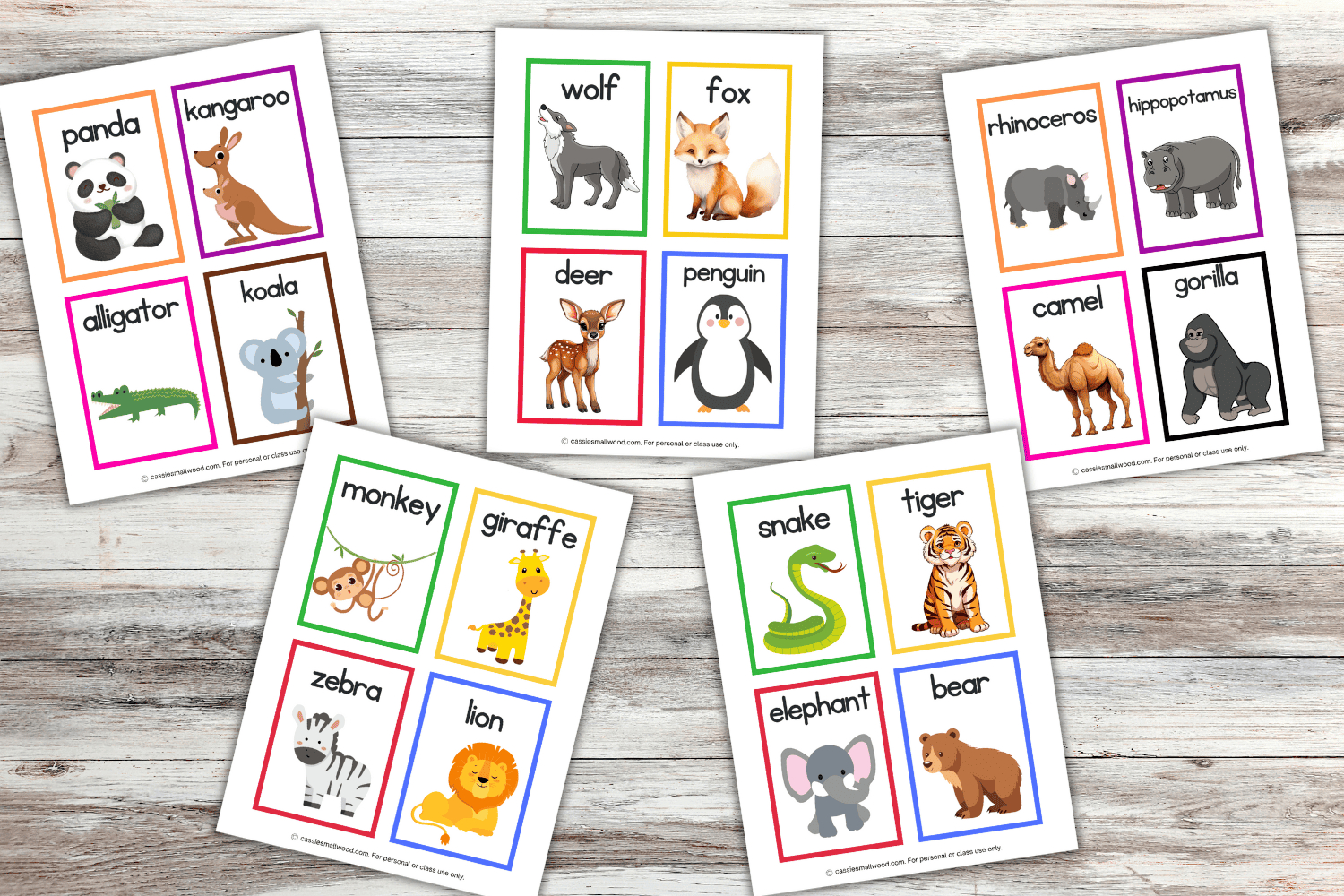 Free Printable Animal Flash Cards For Preschool Kids - Cassie with Animals Flashcards Free Printable