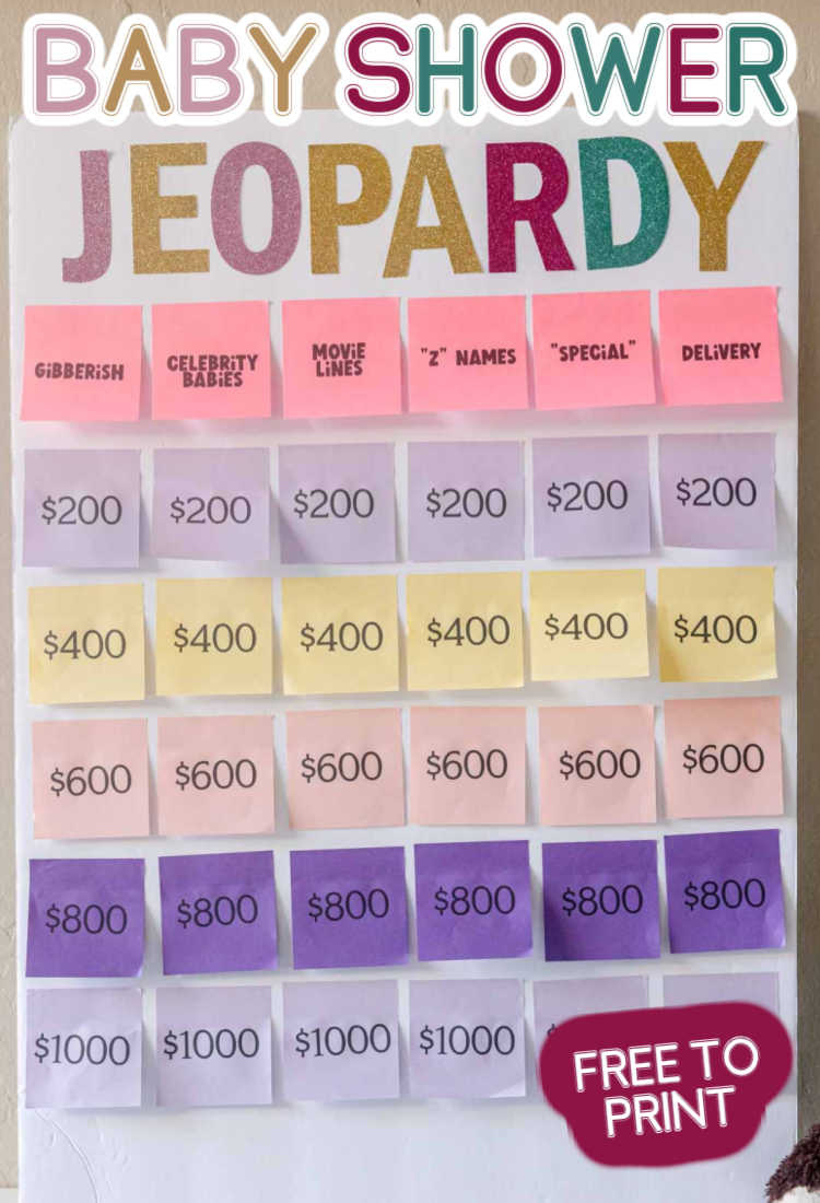 Free Printable Baby Shower Jeopardy Game - Play Party Plan for Free Printable Jeopardy Game