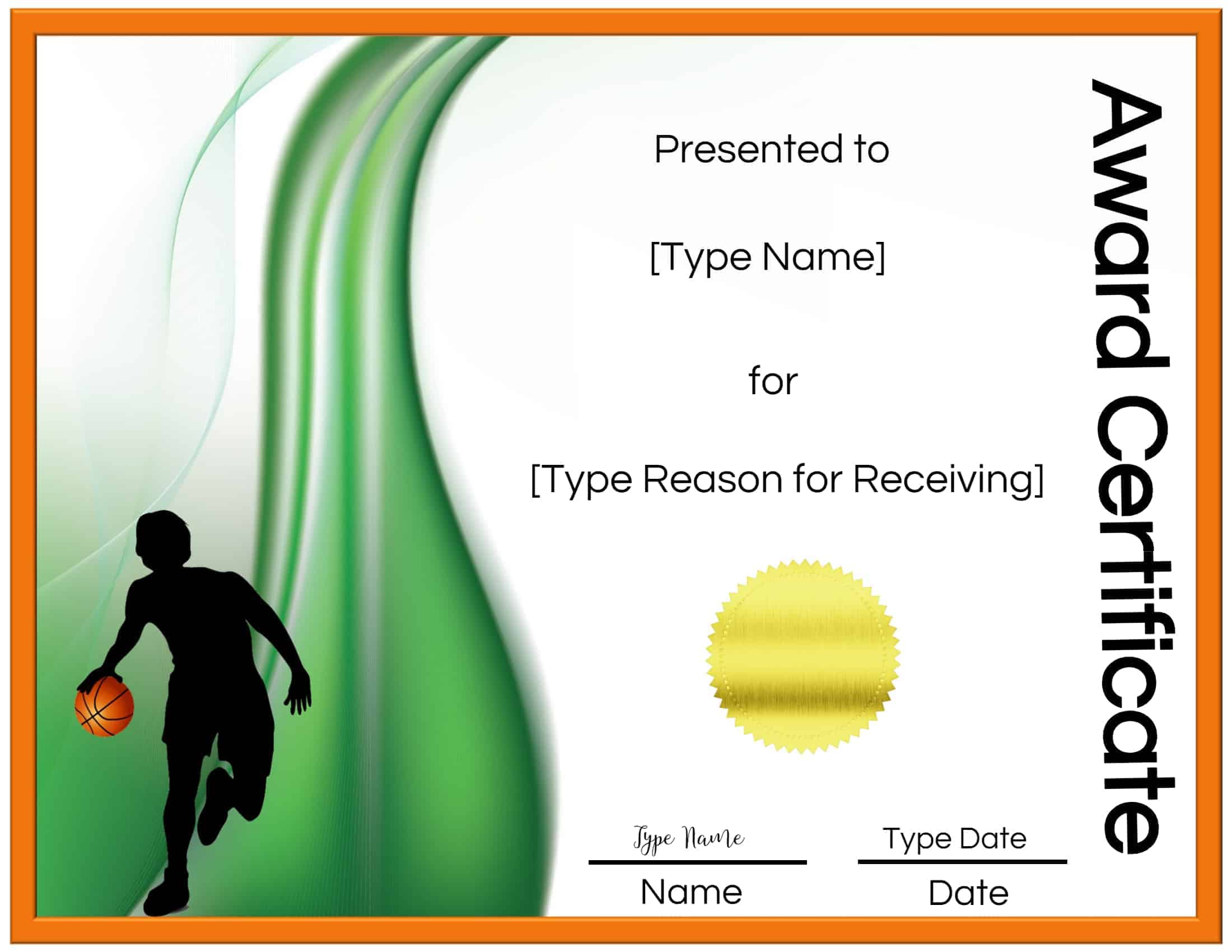 Free Printable Basketball Certificates | Edit Online And Print At Home throughout Free Printable Basketball Certificates