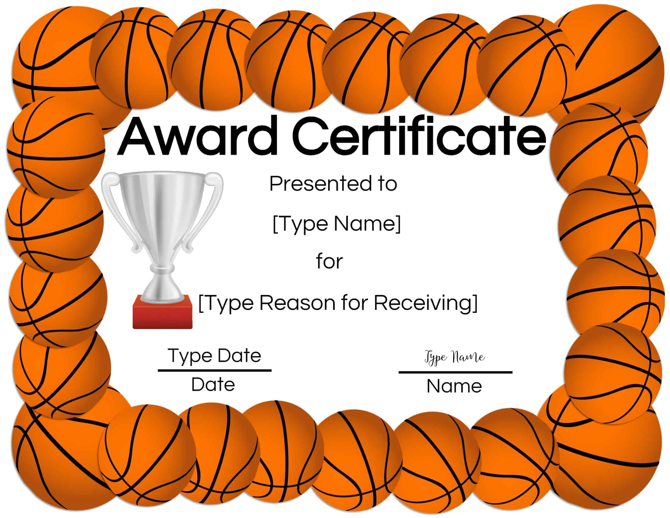 Free Printable Basketball Certificates | Edit Online And Print At Home within Free Printable Basketball Certificates