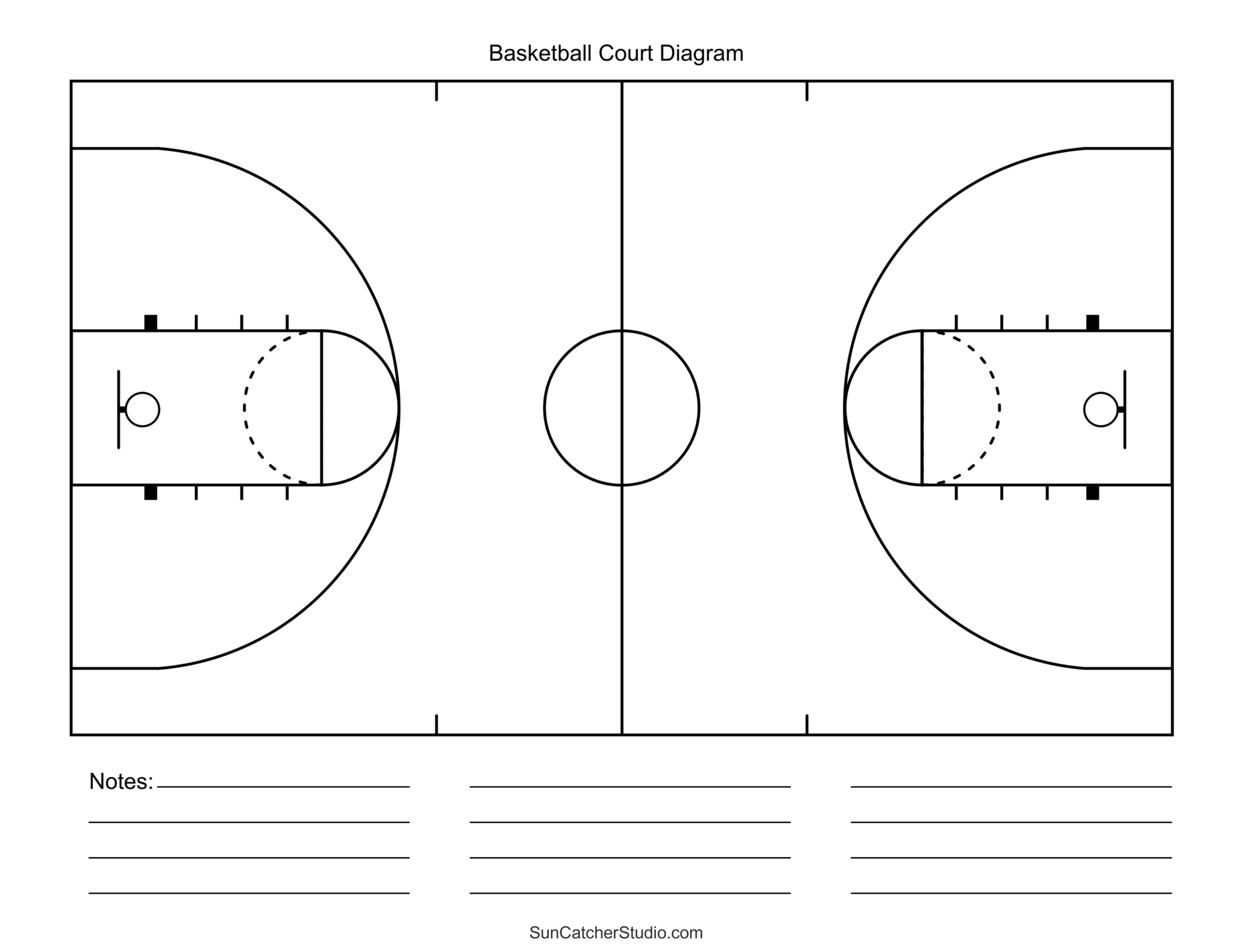 Free Printable Basketball Court Diagrams &amp;amp; Layout – Free for Free Printable Basketball Court Diagrams