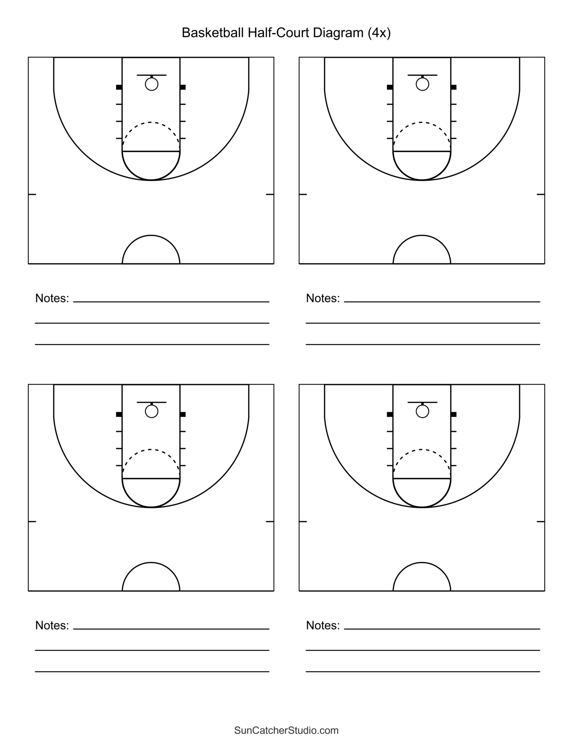 Free Printable Basketball Court Diagrams &amp;amp; Layout – Free regarding Free Printable Basketball Half Court