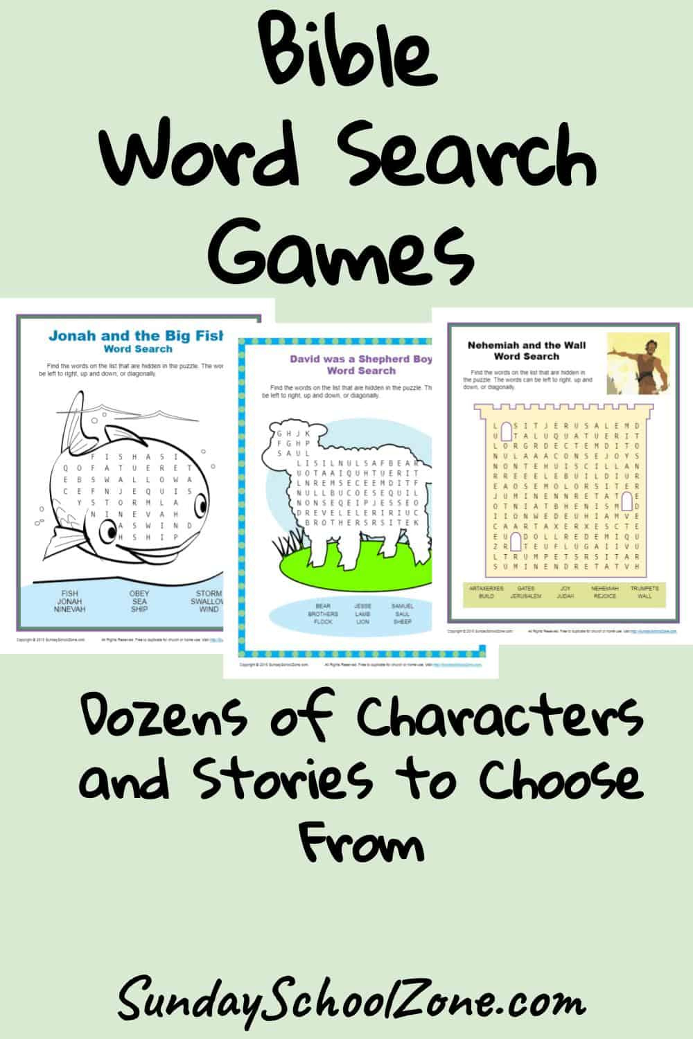 Free, Printable Bible Word Search Activities On Sunday School Zone regarding Free Printable Bible Word Games