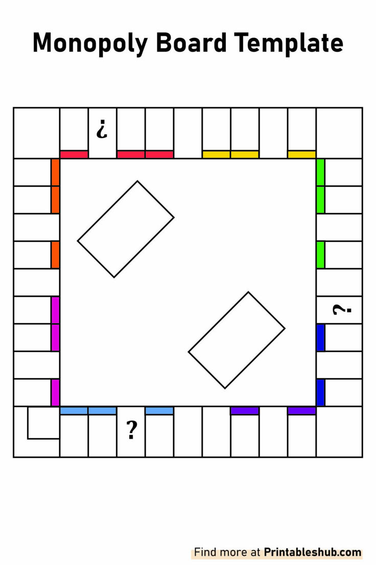 Free Printable Blank Monopoly (Board &amp;amp; Cards) Templates Pdf pertaining to Free Printable Blank Monopoly Board
