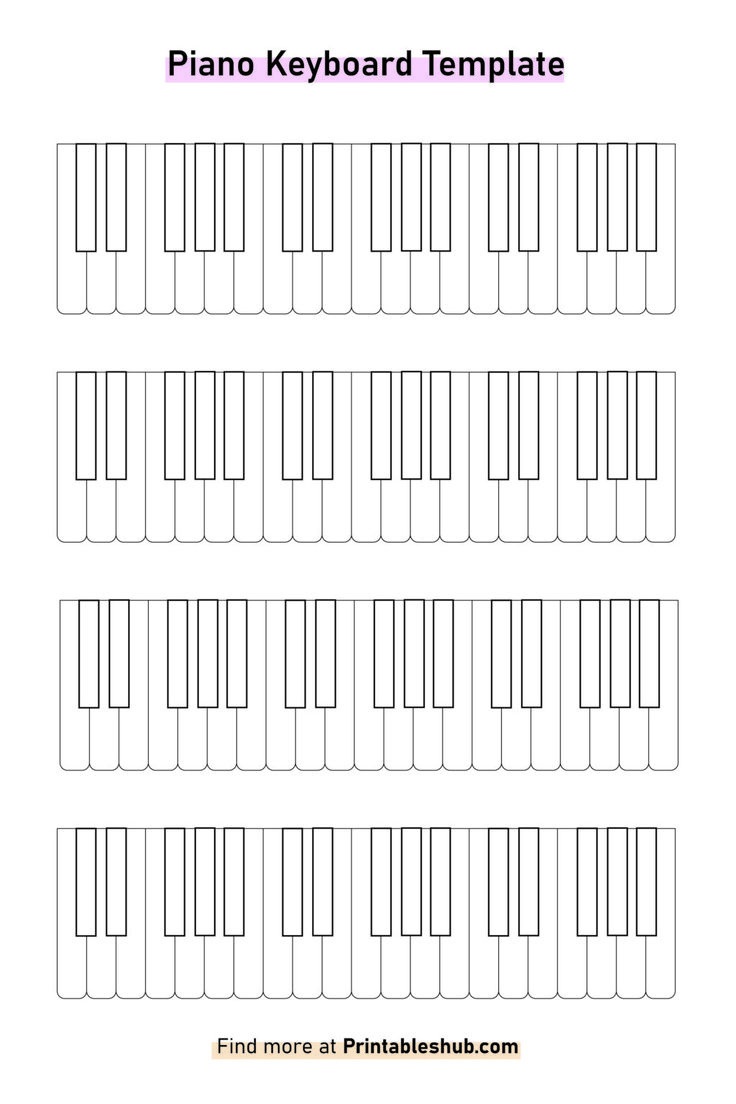 Free Printable Blank Piano Keyboard Template Pdf for Free Printable Keyboard Template