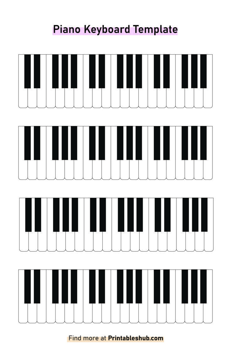Free Printable Blank Piano Keyboard Template [Pdf Included with Free Printable Piano Keyboard