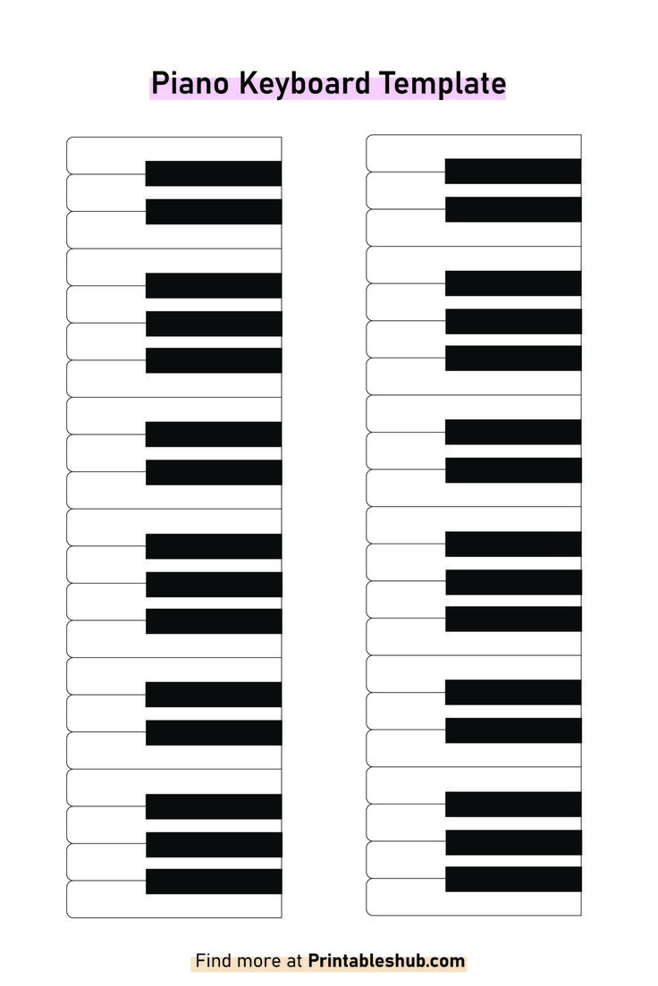 Free Printable Blank Piano Keyboard Templates [Pdf Included with Free Printable Piano Keyboard