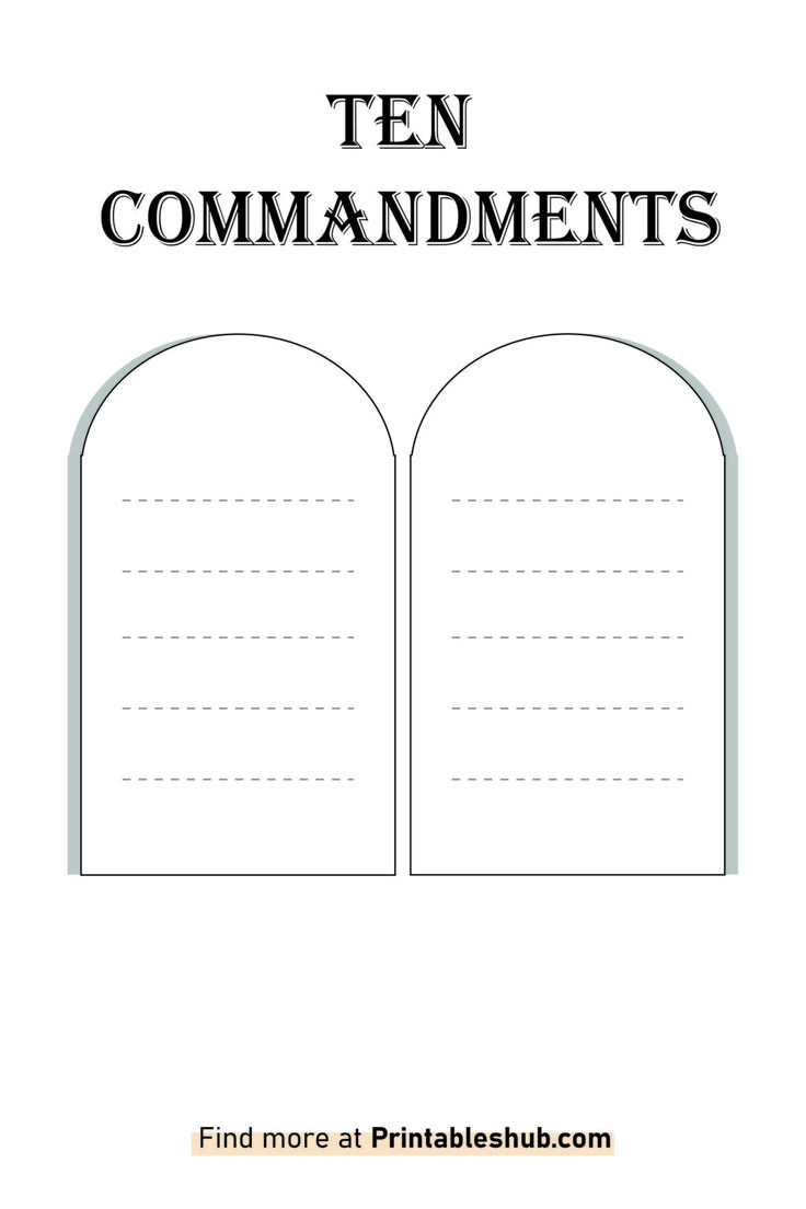 Free Printable Blank Ten Commandments Template [Pdf Included] throughout Free Printable Copy Of The Ten Commandments