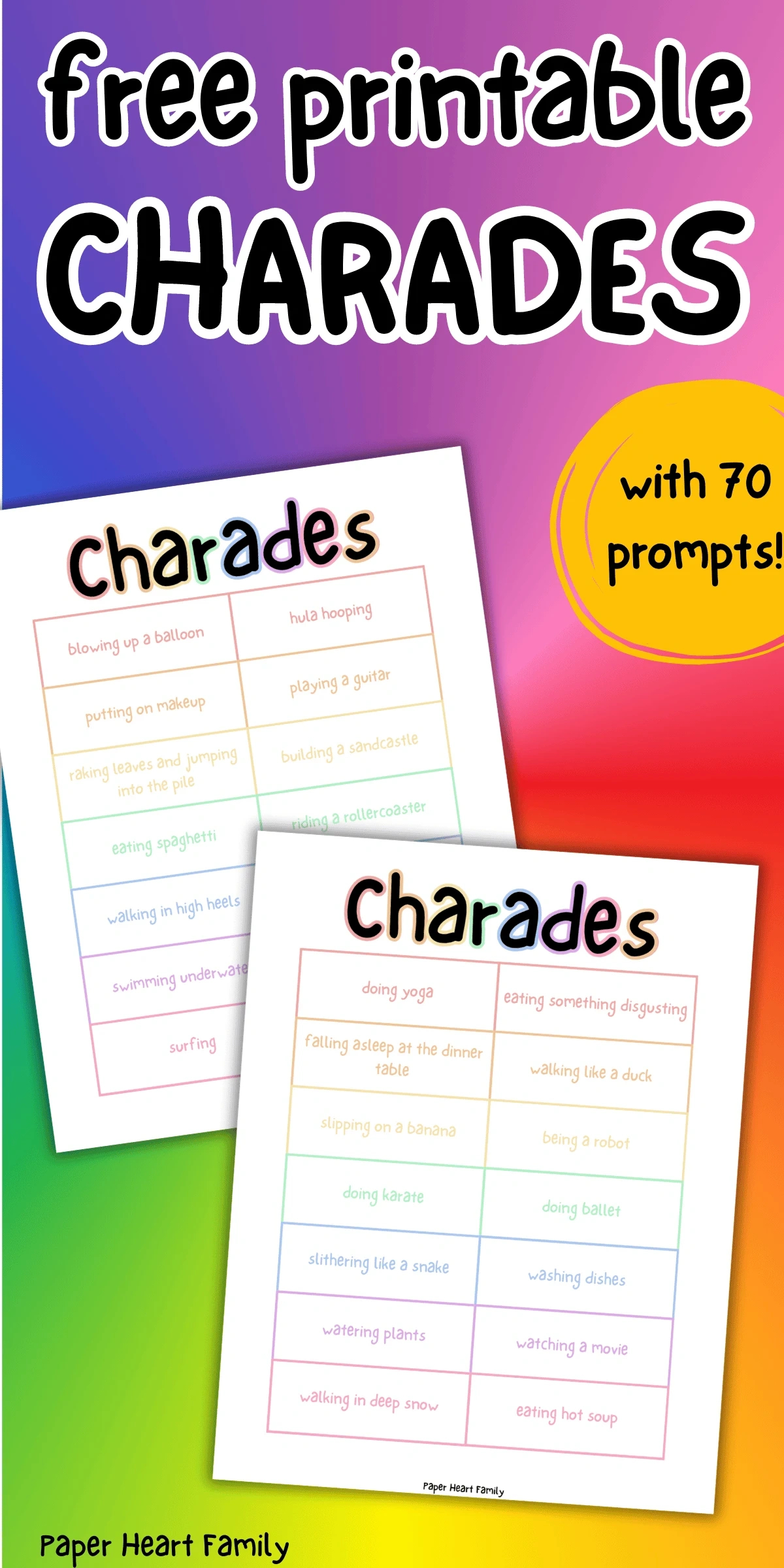 Free Printable Charades Game That&amp;#039;S Perfect For Kids Of All Ages for Free Printable Charades List