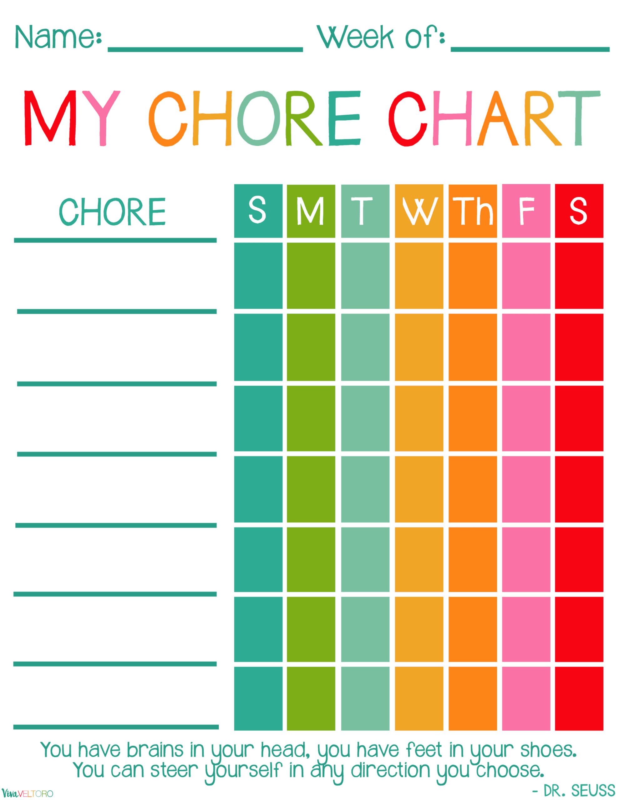 Free Printable Chore Charts For Kids! - Viva Veltoro with regard to Free Printable Chore List For Teenager