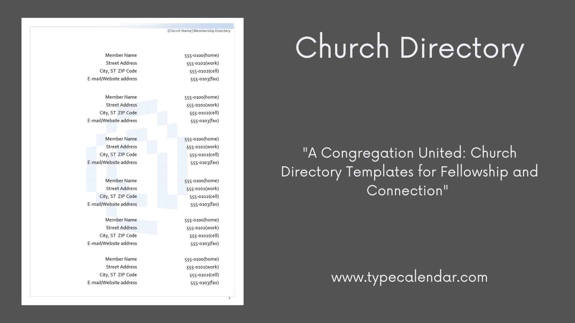 Free Printable Church Directory Templates [Excel, Word] Editable regarding Free Church Directory Template For Word