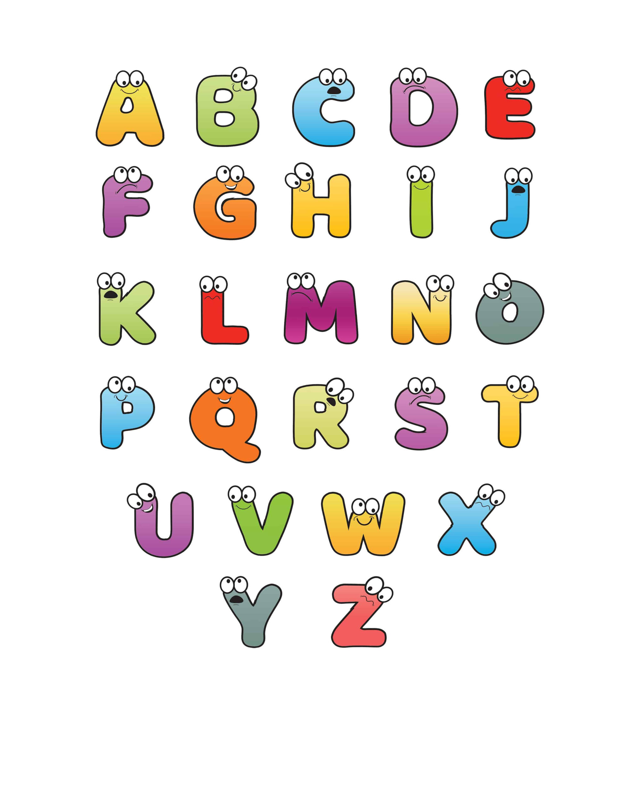 Free Printable Colorful Cartoon Letters Alphabet with Alphabet Tiles Printable Free