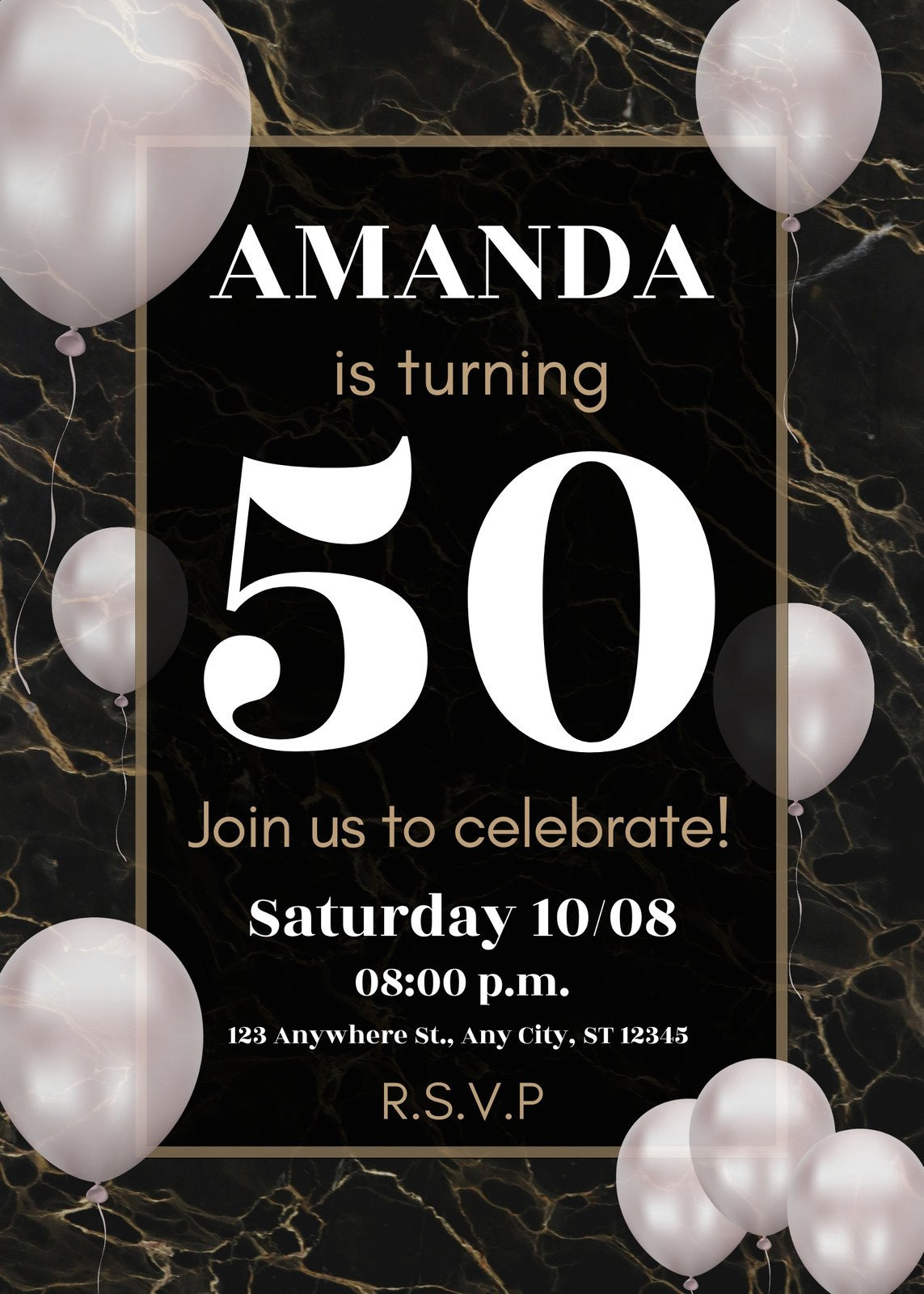 Free, Printable Custom 50Th Birthday Invitation Templates | Canva with Free Printable 50Th Birthday Borders