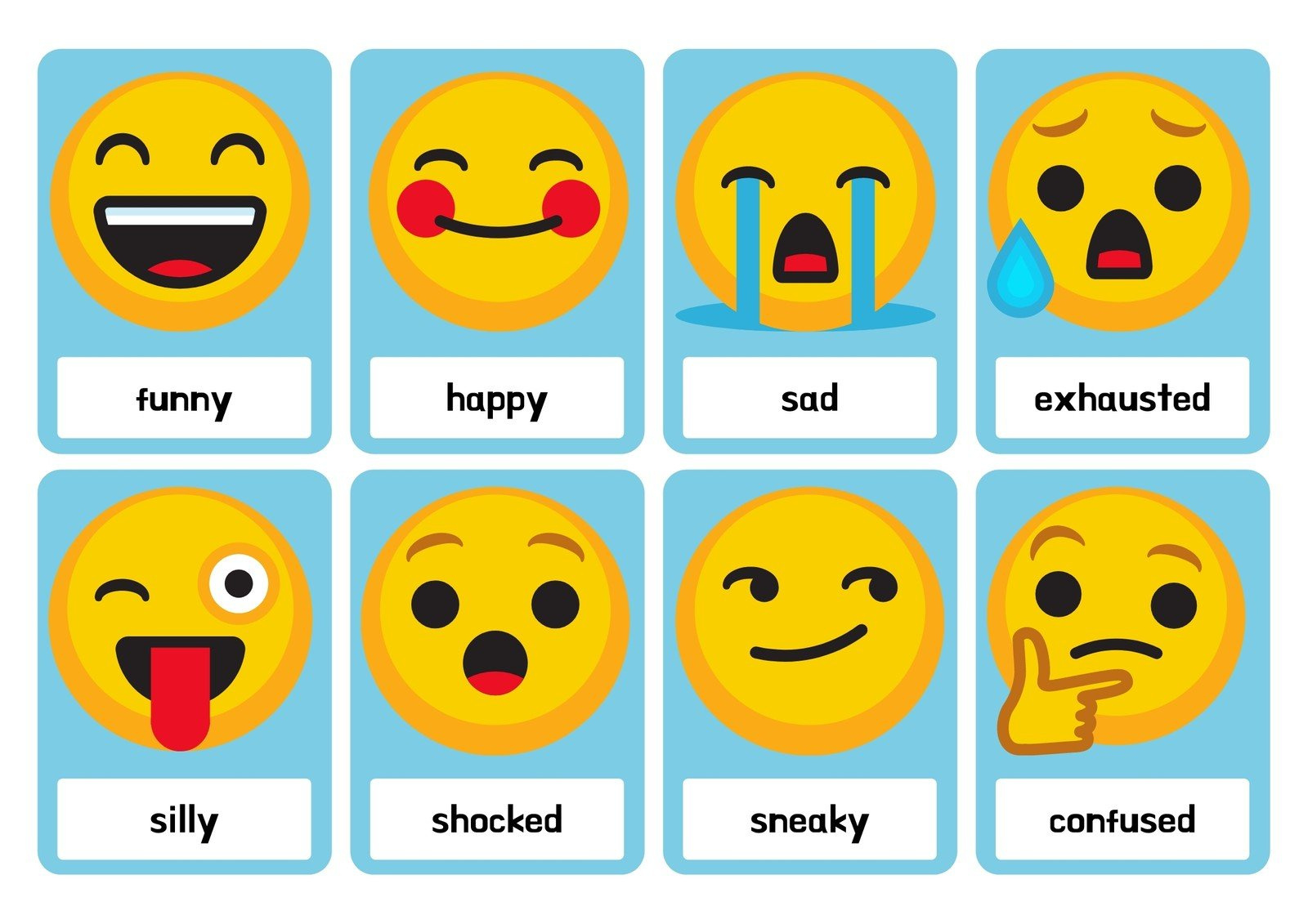 Free Printable Custom Emotions Flashcard Templates | Canva throughout Free Emoji Feelings Printable