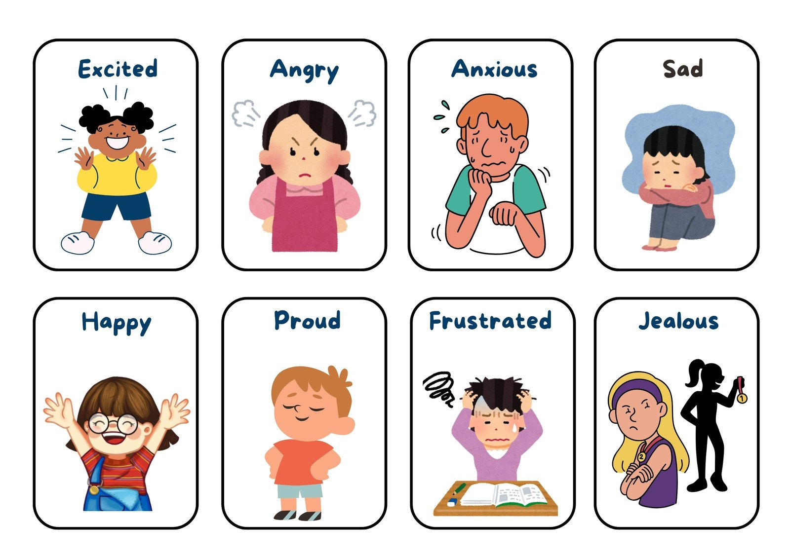 Free Printable Custom Emotions Flashcard Templates | Canva within Free Emoji Feelings Printable