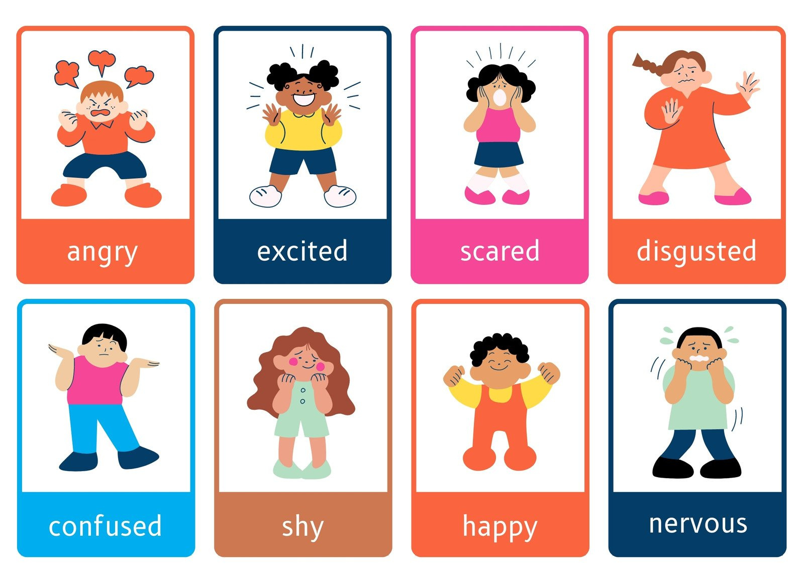 Free Printable Custom Emotions Flashcard Templates | Canva within Free Printable Emotion Cards For Autism