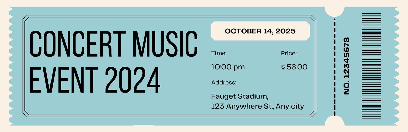 Free, Printable, Customizable Concert Ticket Templates | Canva for Free Concert Ticket Printable