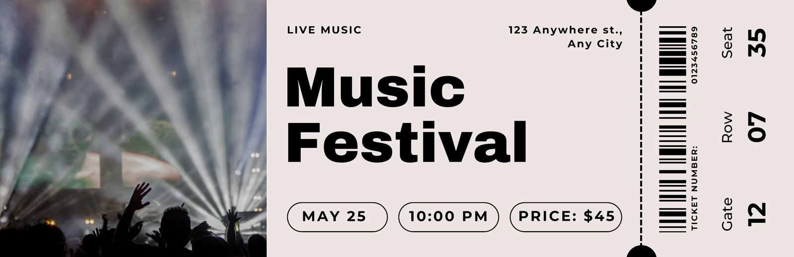 Free, Printable, Customizable Concert Ticket Templates | Canva inside Free Concert Ticket Printable