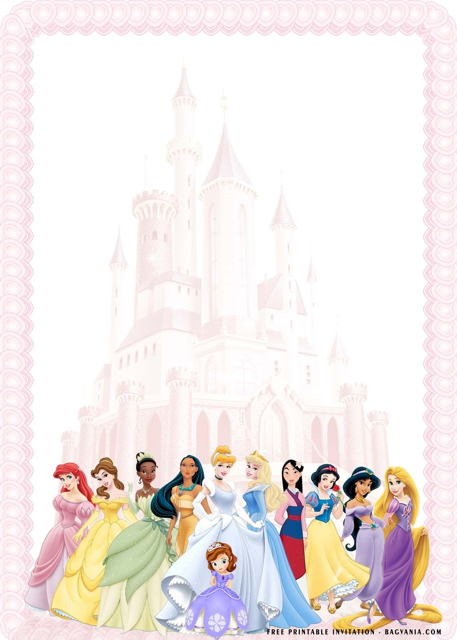 Free Printable) – Cute Disney Princess Birthday Invitation within Disney Free Printable Birthday Cards