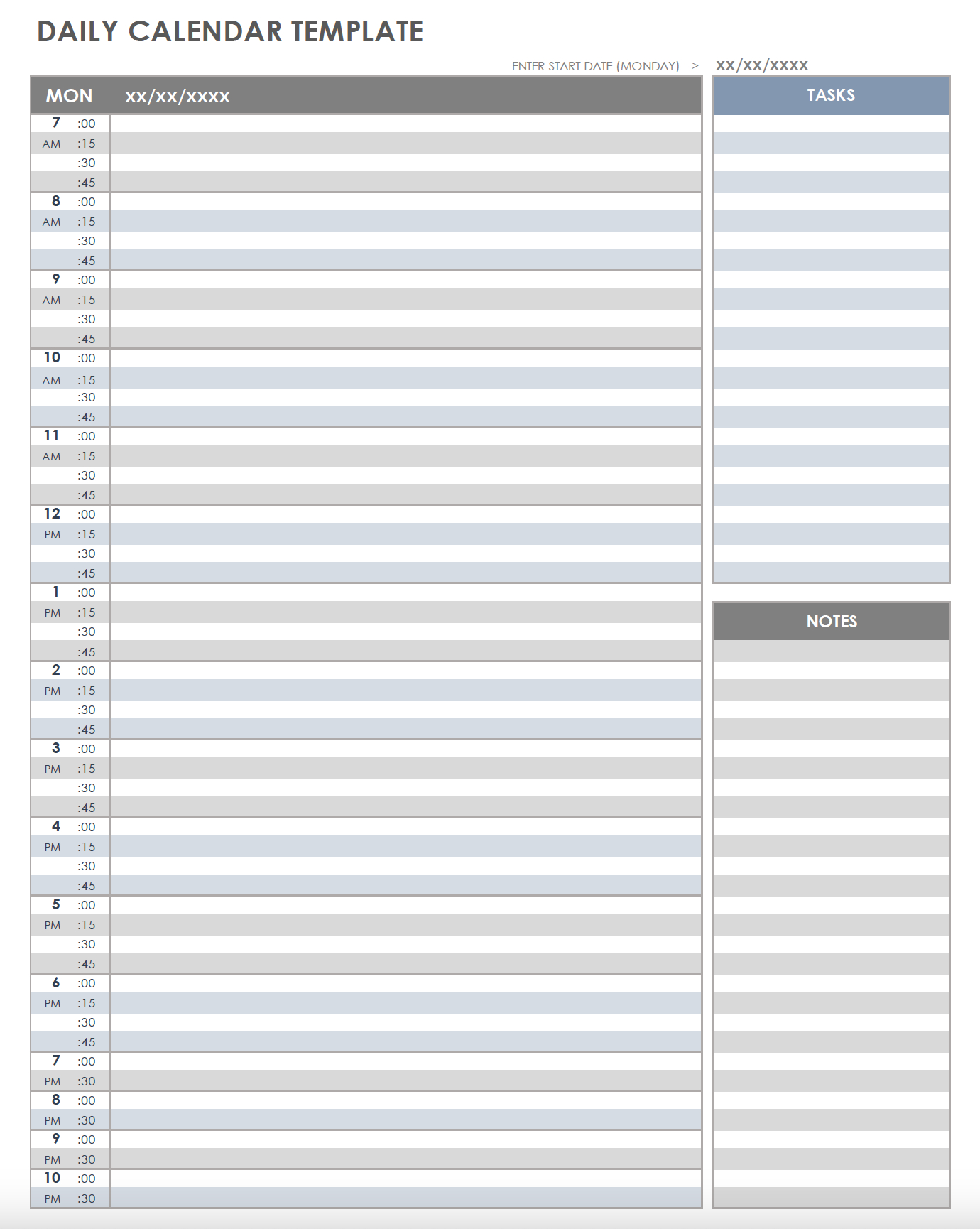 Free Printable Daily Calendar Templates | Smartsheet with regard to Free Printable Appointment Sheets