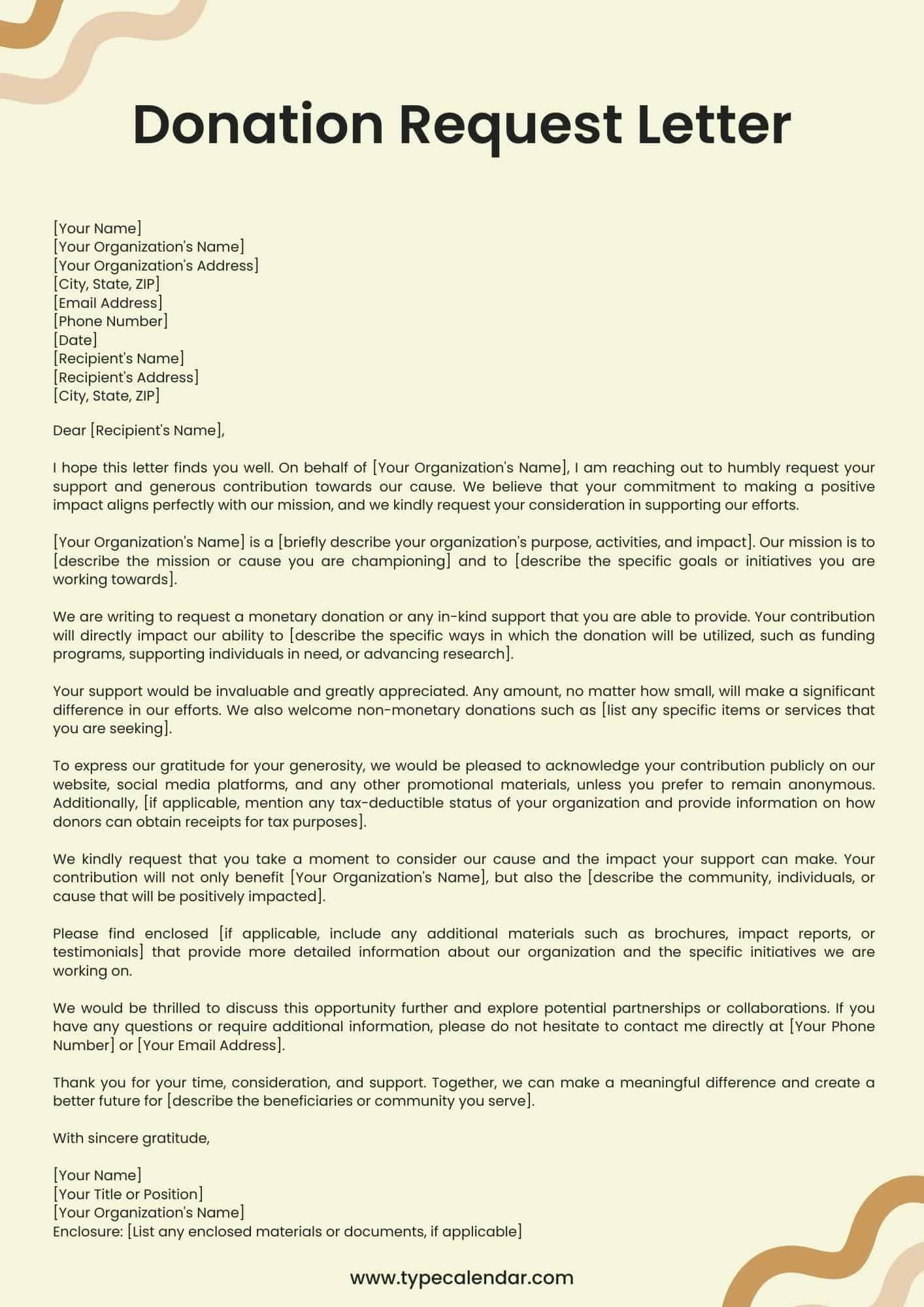 Free Printable Donation Request Letter [Word, Excel, Pdf for Free Printable Donation Letters