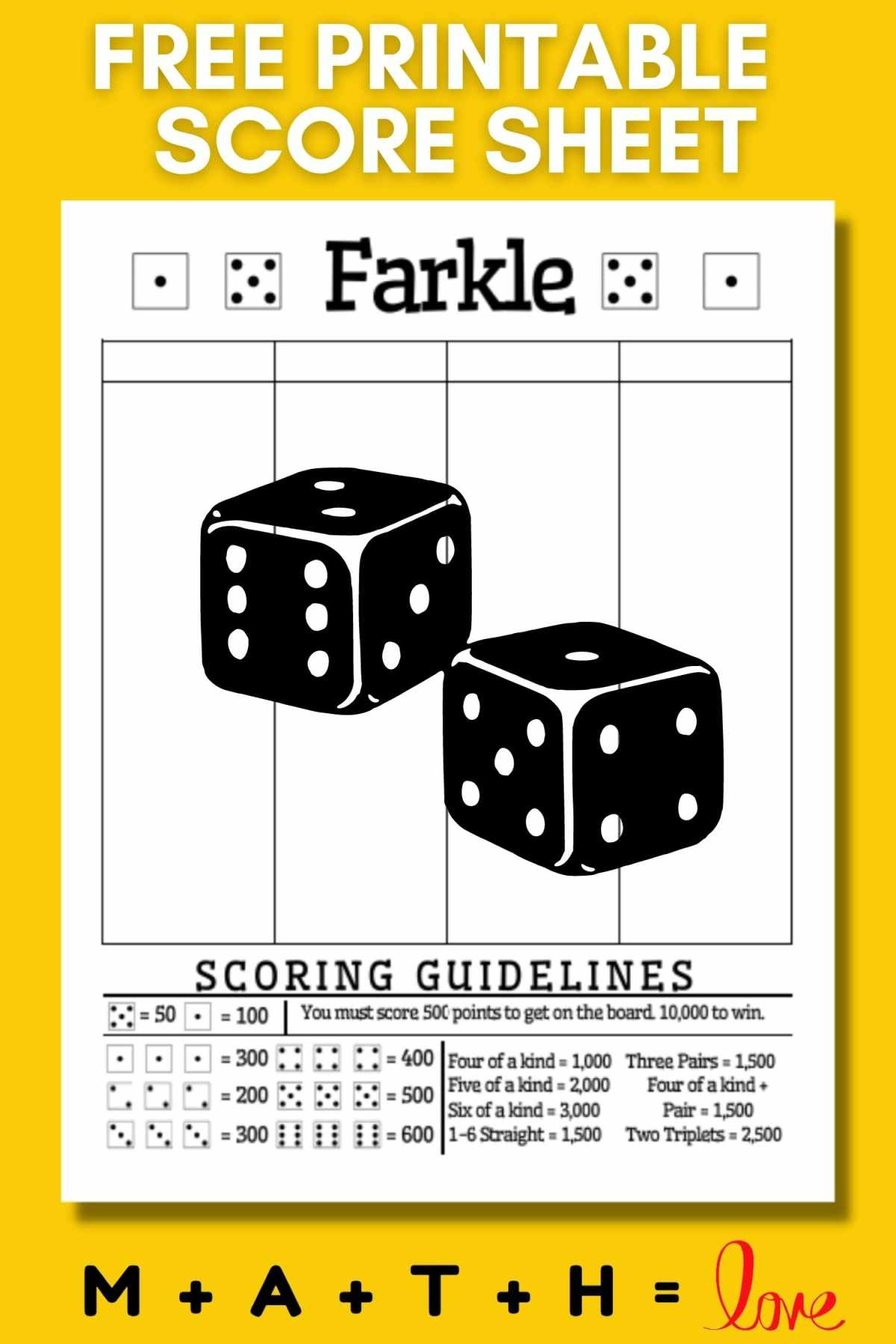 Free Printable Farkle Score Sheet With Scoring Rules (Pdf) throughout Free Printable Farkle Rules
