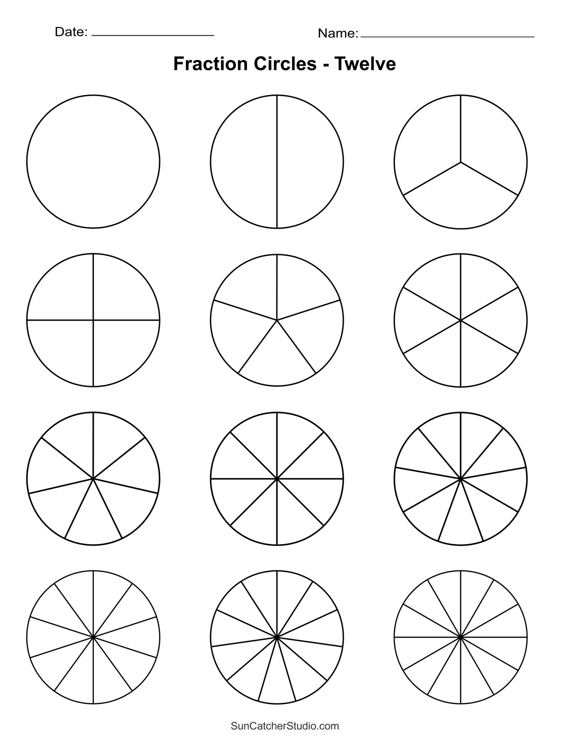 Free Printable Fraction Circles Templates And Worksheets – Free throughout Free Printable Blank Fraction Circles