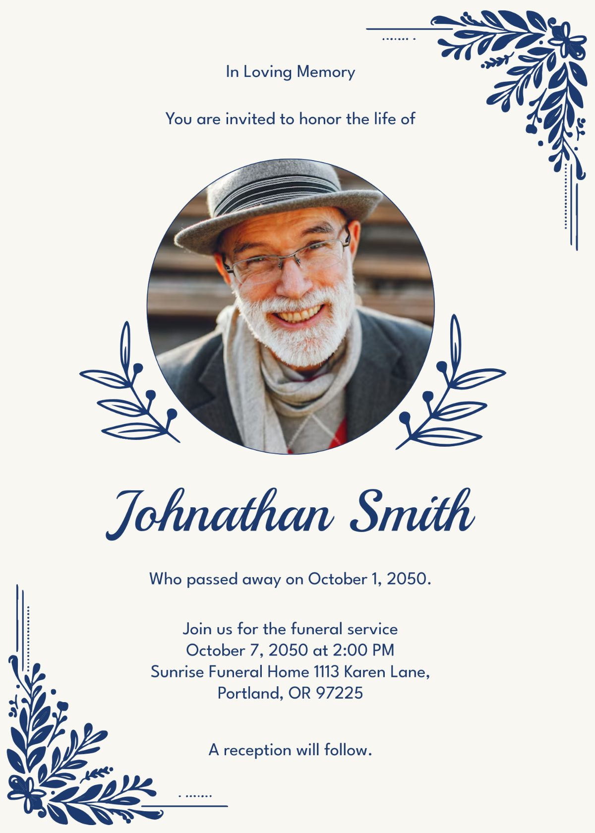 Free Printable Funeral Invitation Template To Edit Online regarding Free Funeral Invitation Template