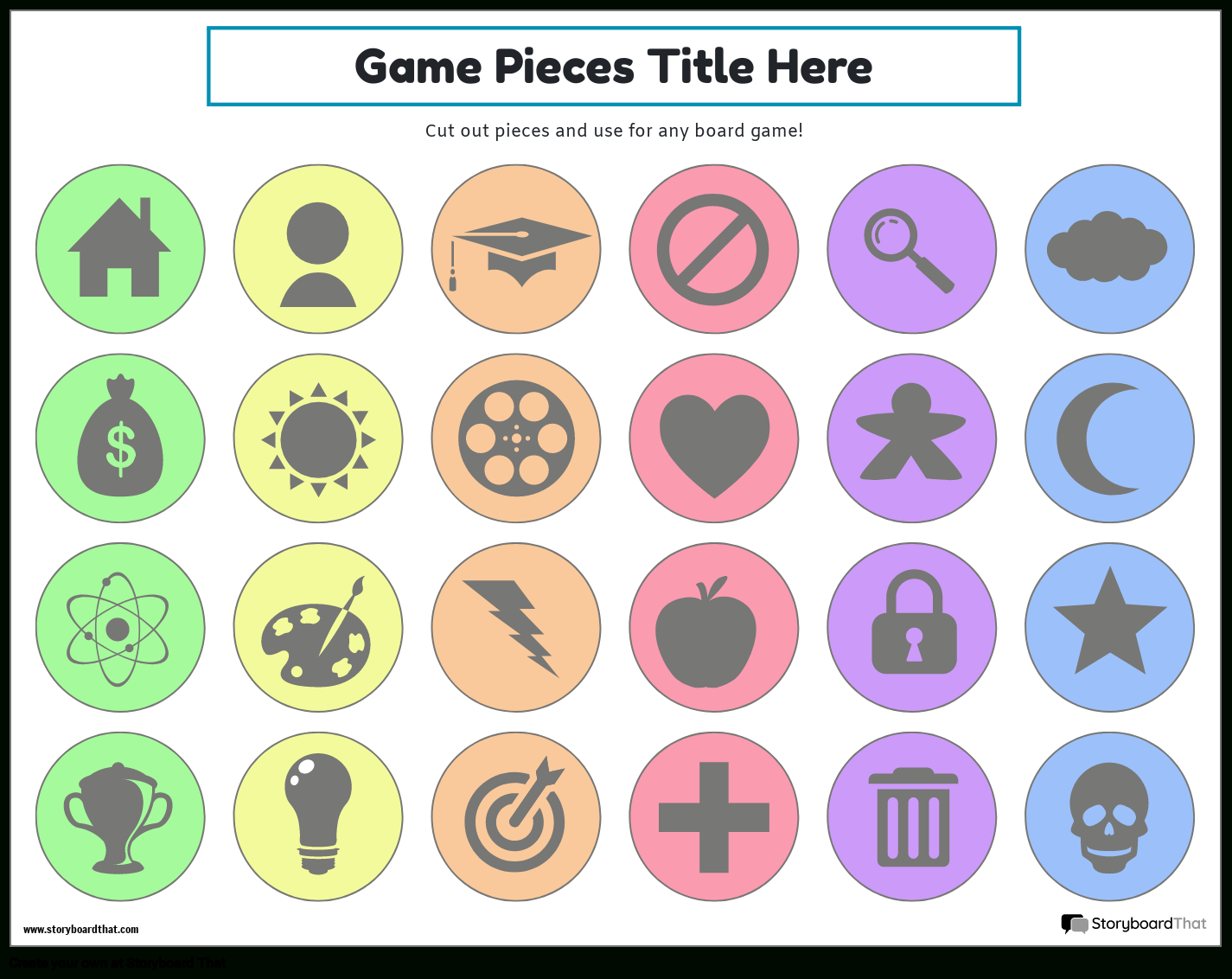 Free Printable Game Pieces Storyboardtemplates intended for Free Printable Game Pieces