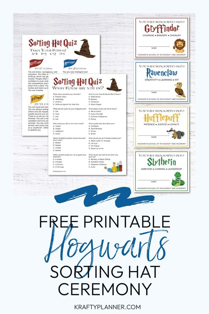 Free Printable Hogwarts Sorting Hat Ceremony within Harry Potter House Quiz Printable Free