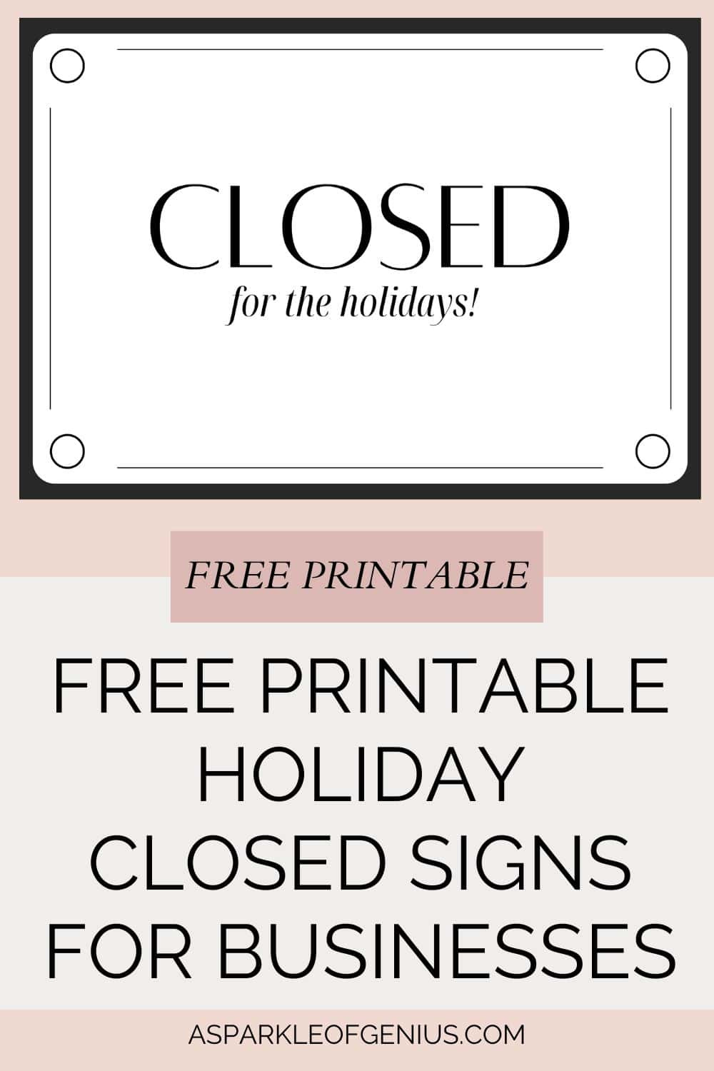 Free Printable Holiday Closed Signs For Businesses - A Sparkle Of throughout Free Printable Closed Signs