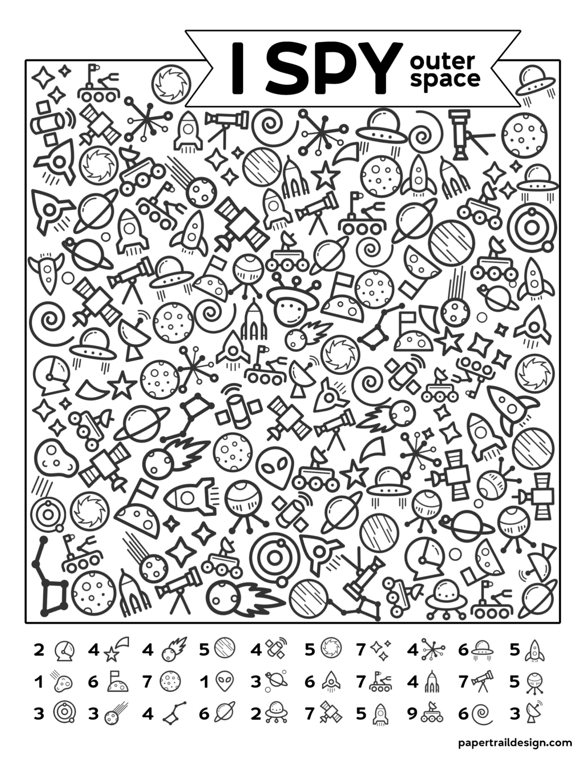 Free Printable I Spy Outer Space Game - Paper Trail Design for Free Printable Eye Spy Worksheets