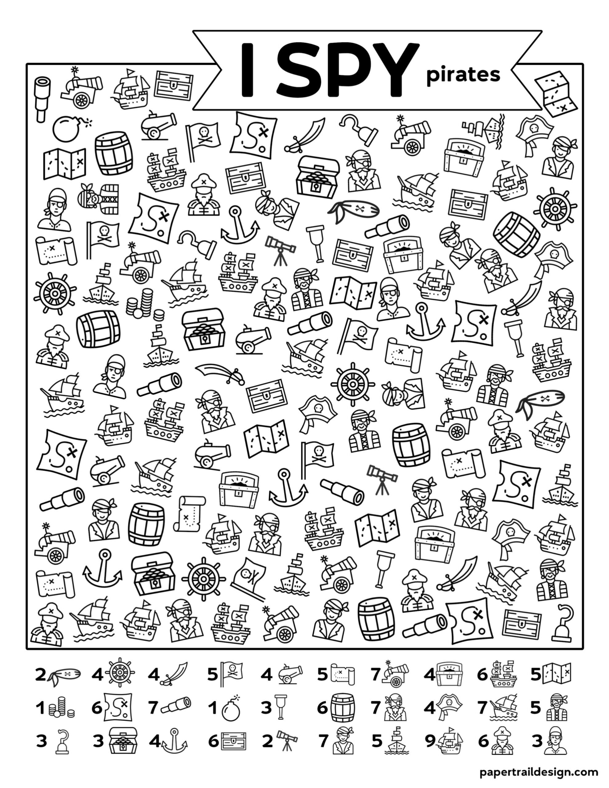 Free Printable I Spy Pirates Activity - Paper Trail Design throughout Free Printable Pirate Games