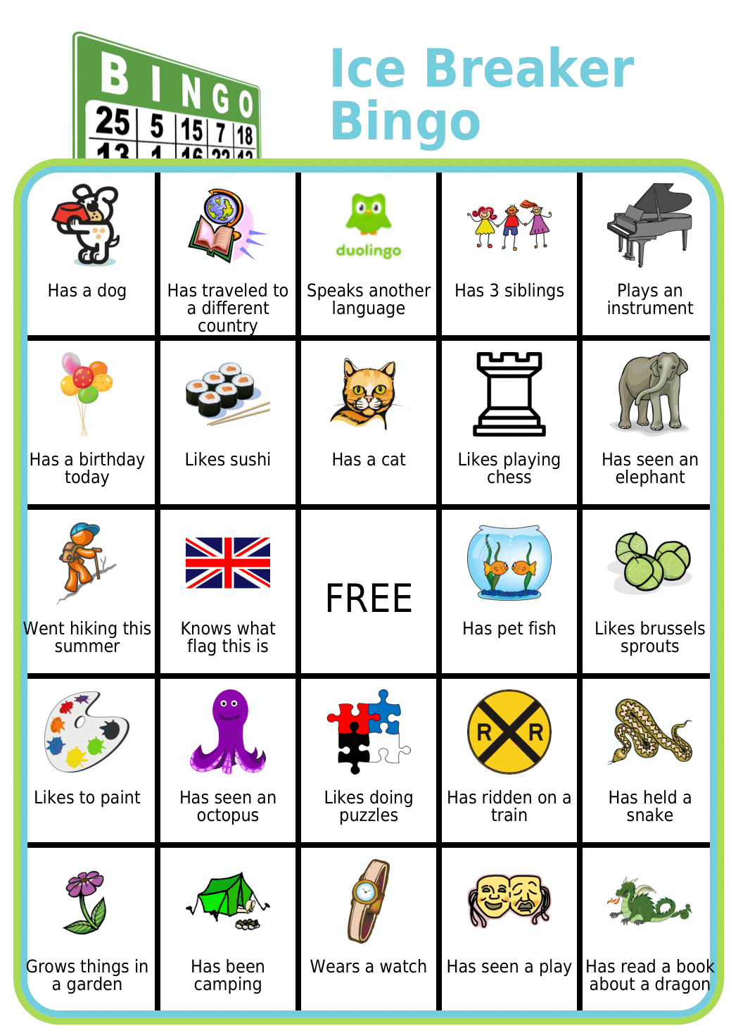 Free Printable: Ice Breaker Bingo throughout Ice Breaker Bingo Free Printable