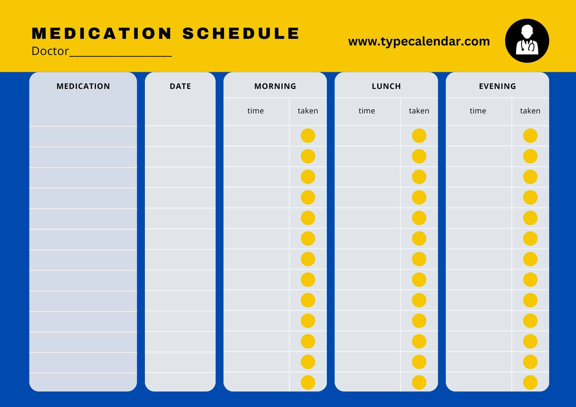 Free Printable Medication Schedule Templates [2, 3, 4 Times A Day with Free Medication Schedule Template