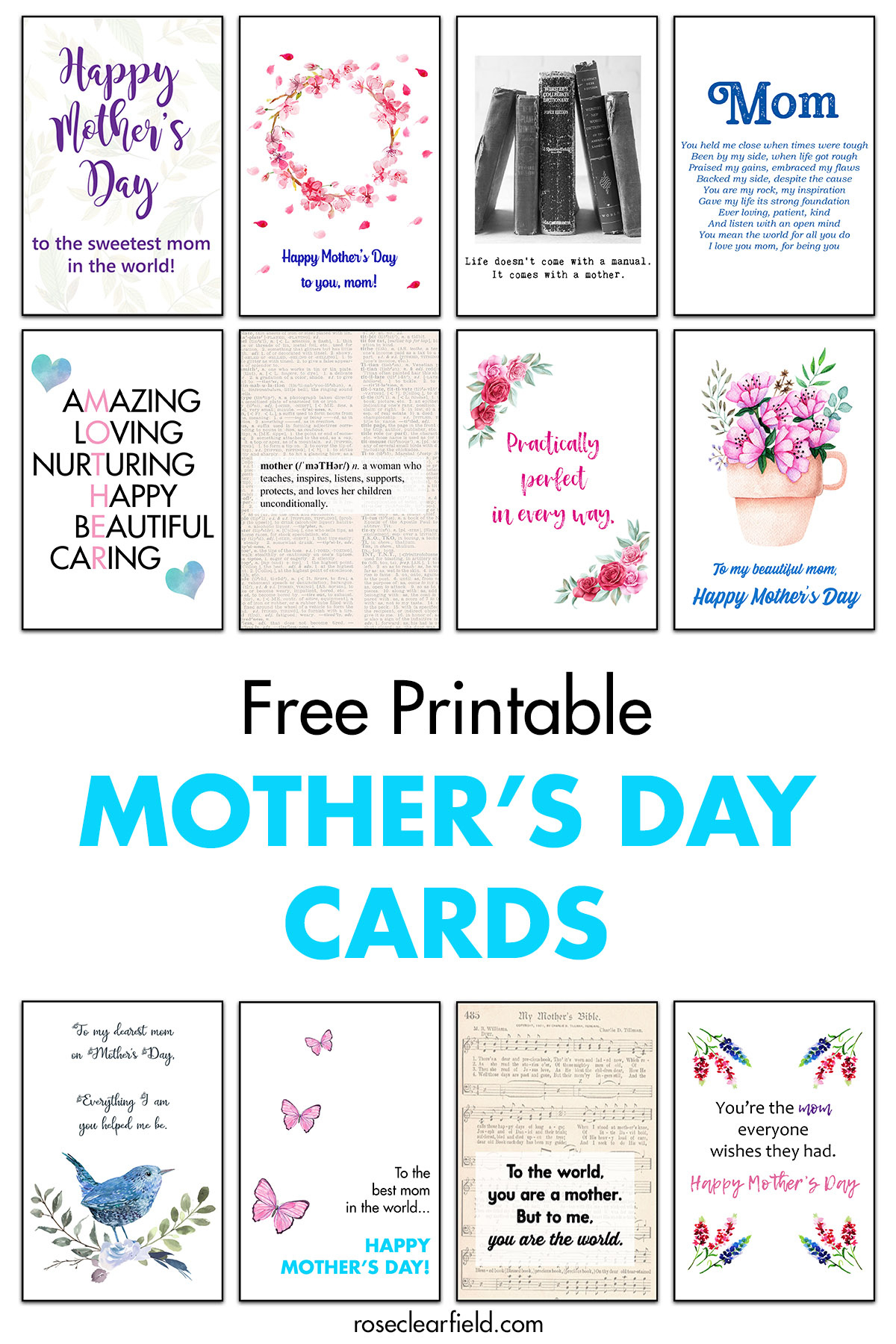 Free Printable Mother'S Day Cards • Rose Clearfield throughout Free Mothers Day Cards Printable For Wife