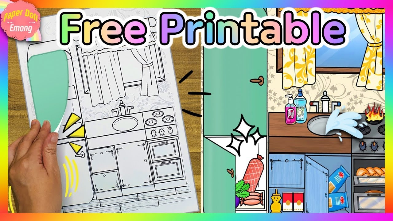 Free Printable Paper Dollhouse #3 Paper Quiet Book The Kitchen | Diy Coloring Book Making within Free Paper Dollhouse Printables