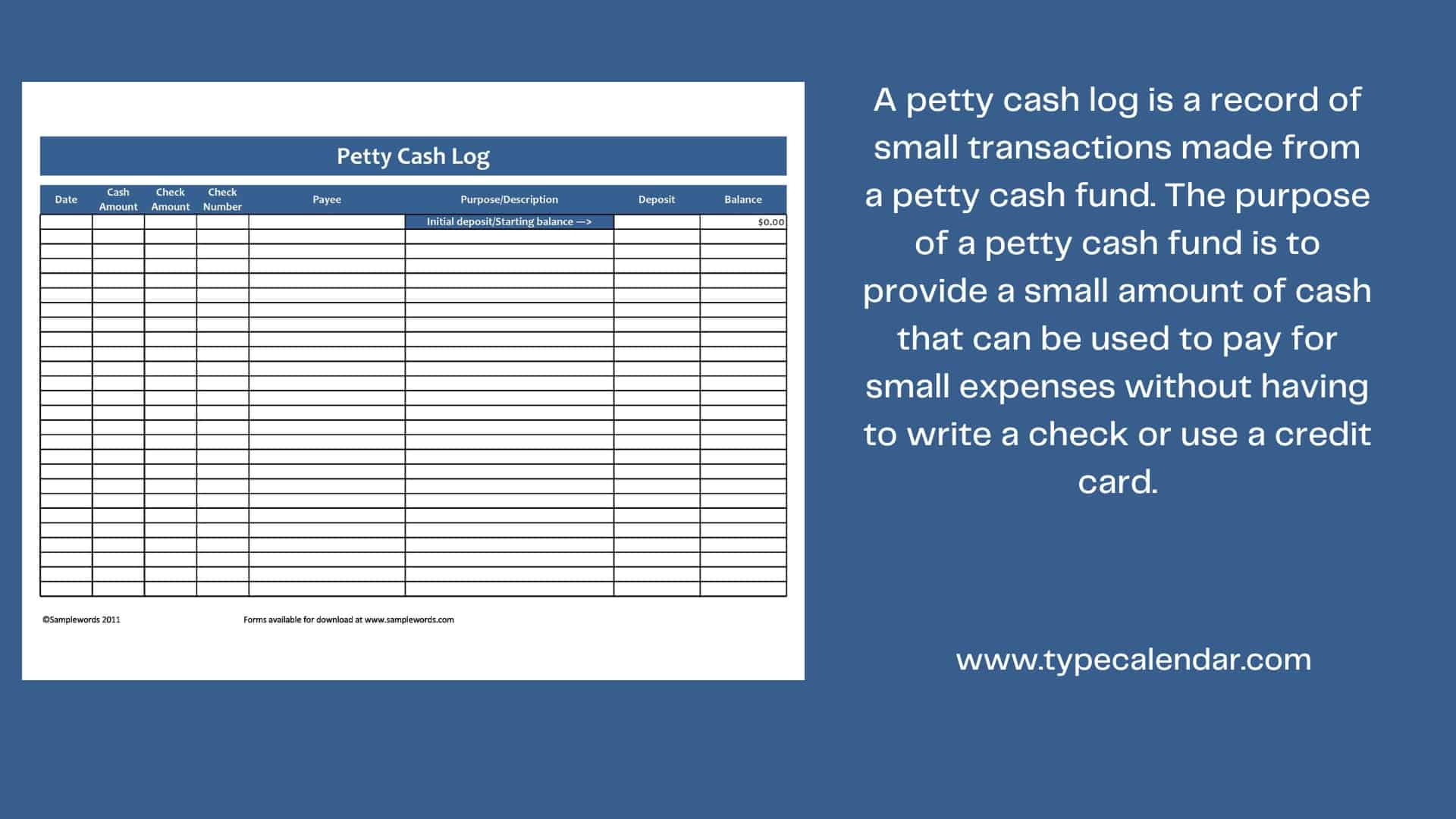 Free Printable Petty Cash Log Templates [Excel, Word, Pdf] pertaining to Petty Cash Log Template Free Download