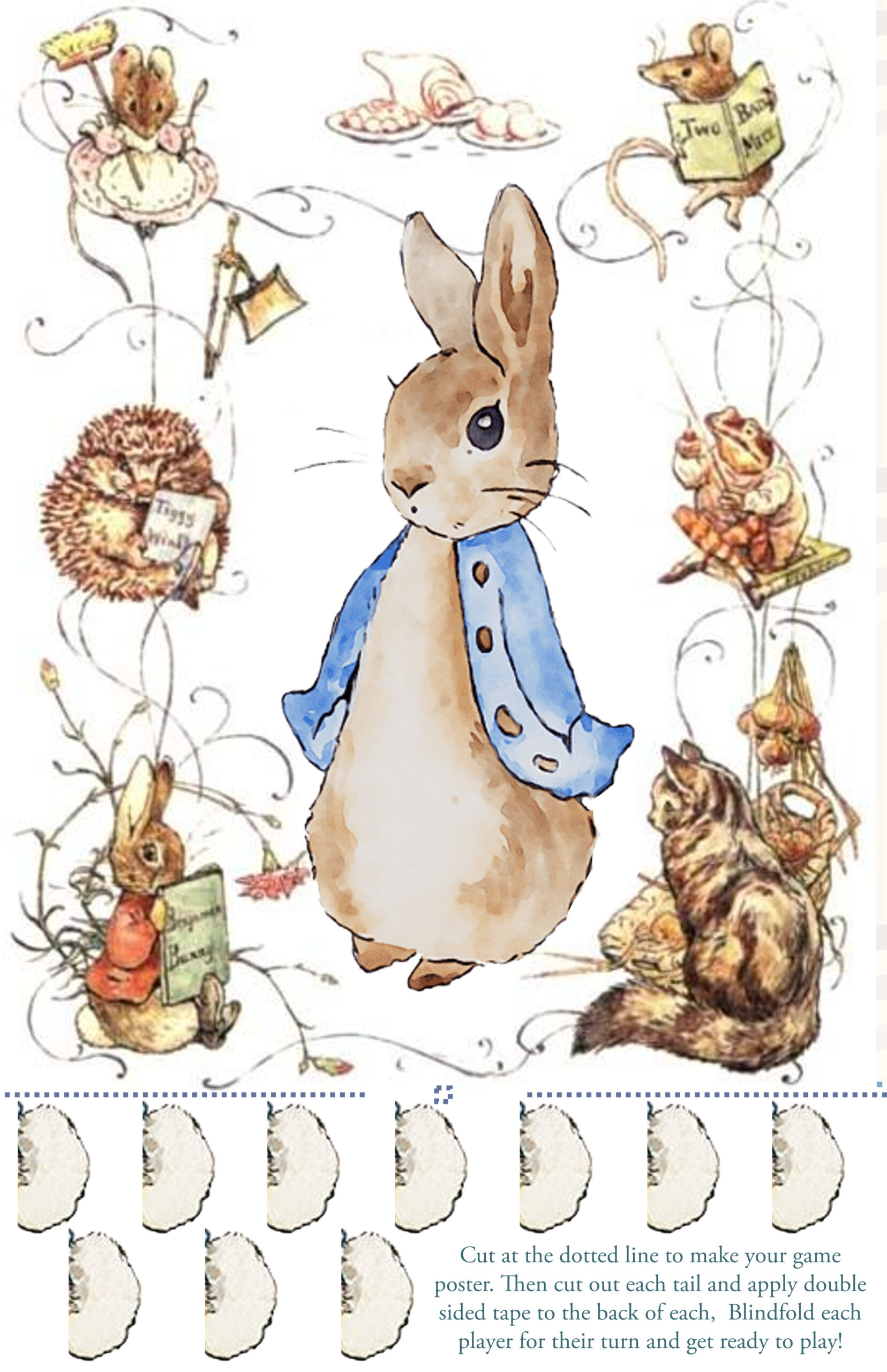Free Printable Pin The Tail On Peter The Rabbit Game – Whimsical with Free Beatrix Potter Printables