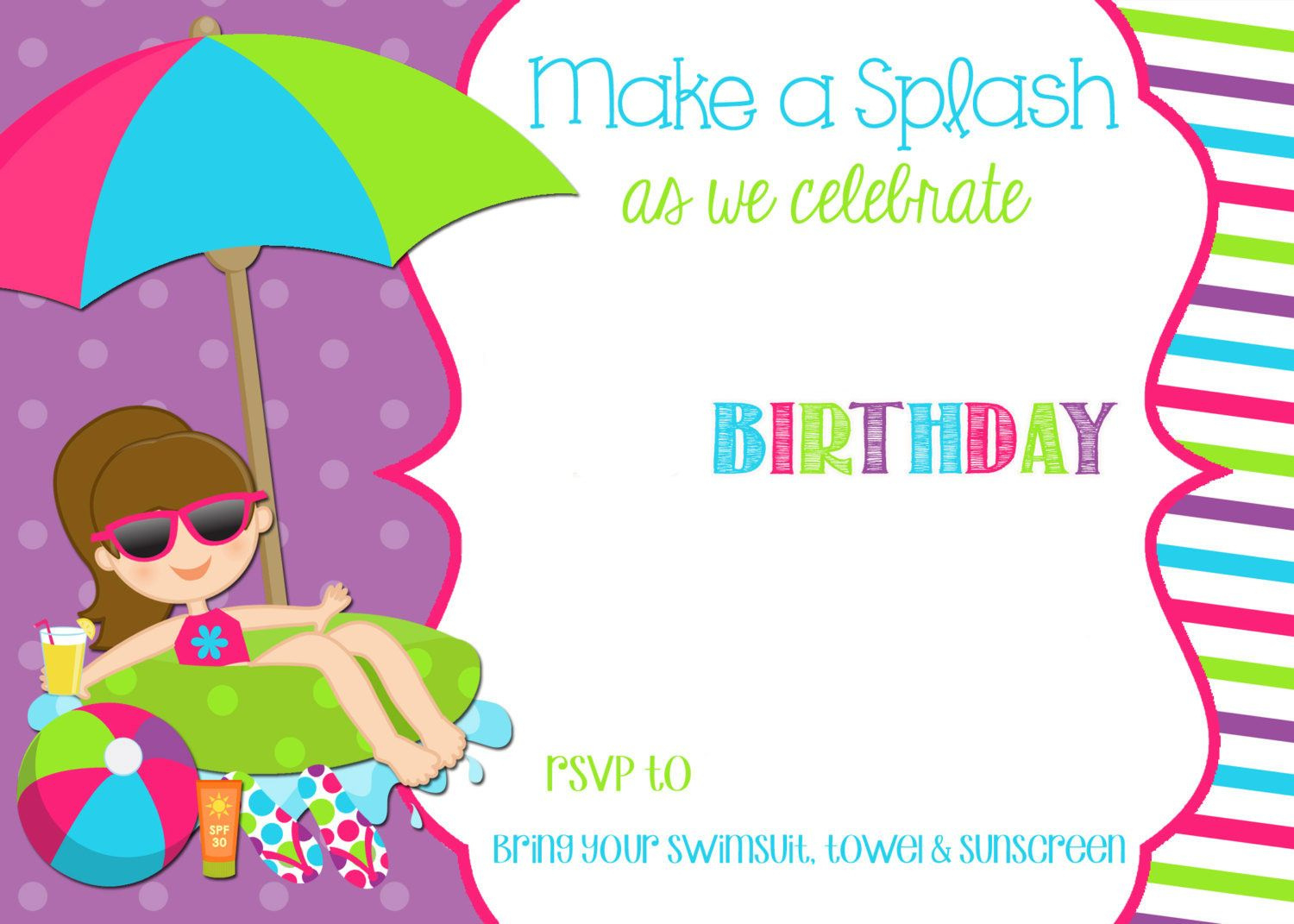 Free Printable Pool Party Birthday Invitation inside Free Printable Swimming Pool Birthday Party Invitations