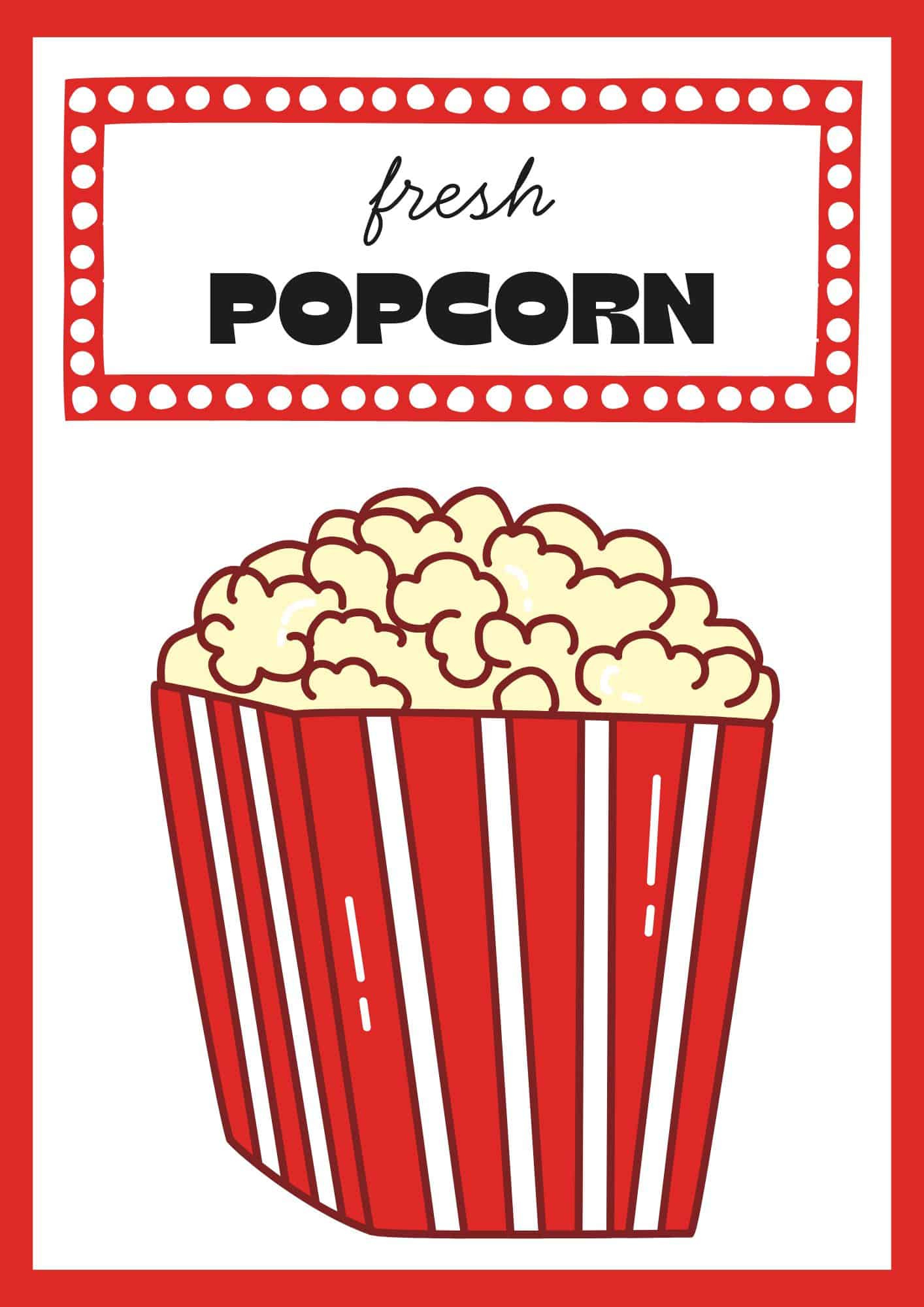 Free Printable Popcorn Sign (11 Designs) | The Pink Craft Box with regard to Free Popcorn Printables