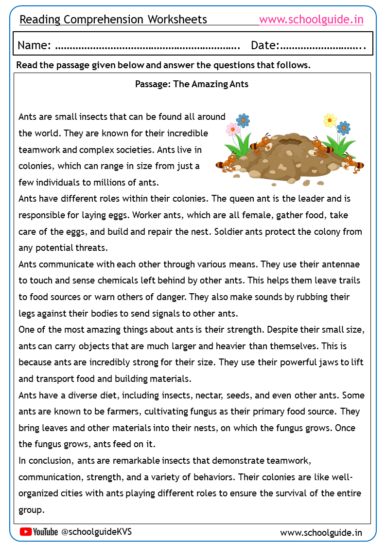 Free Printable Reading Comprehension Worksheets within Free Printable Stories For 3Rd Graders