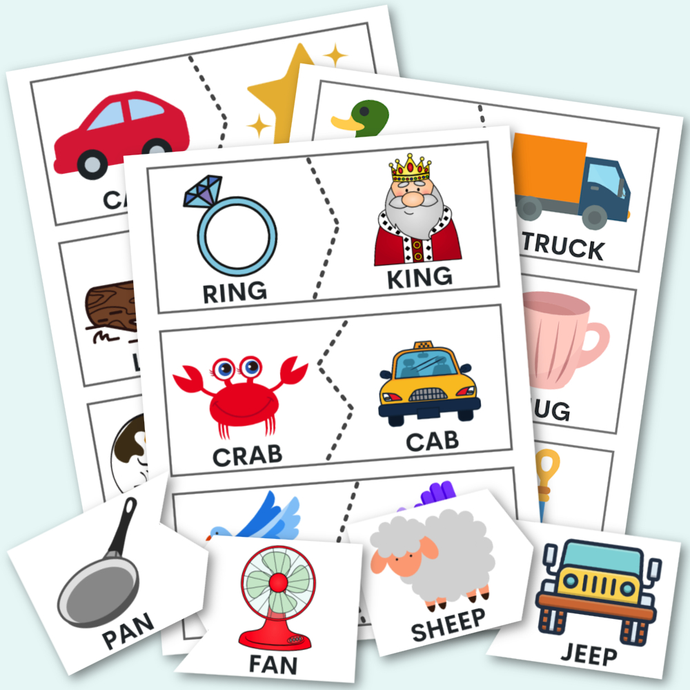 Free Printable Rhyming Puzzles - Kara Creates with Free Printable Rhyming Picture Cards