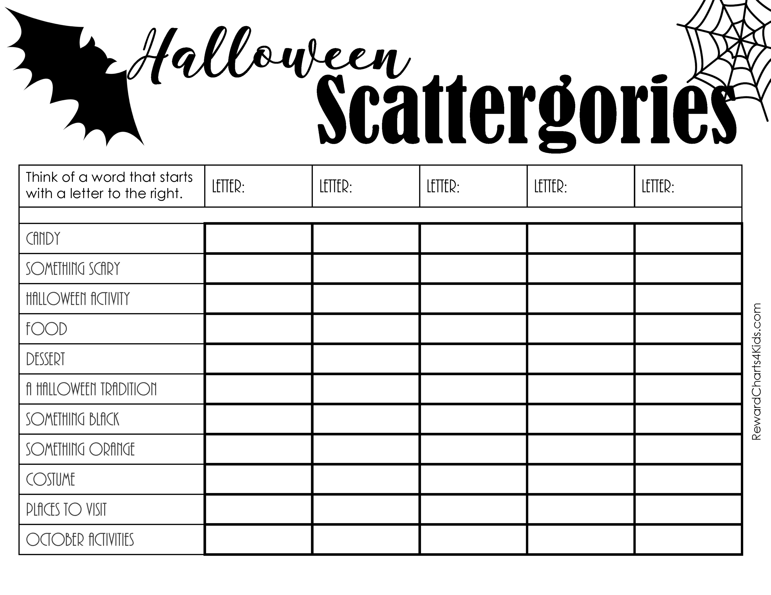 Free Printable Scattergories Lists | Instant Download inside Free Printable Scattergories Answer Sheets