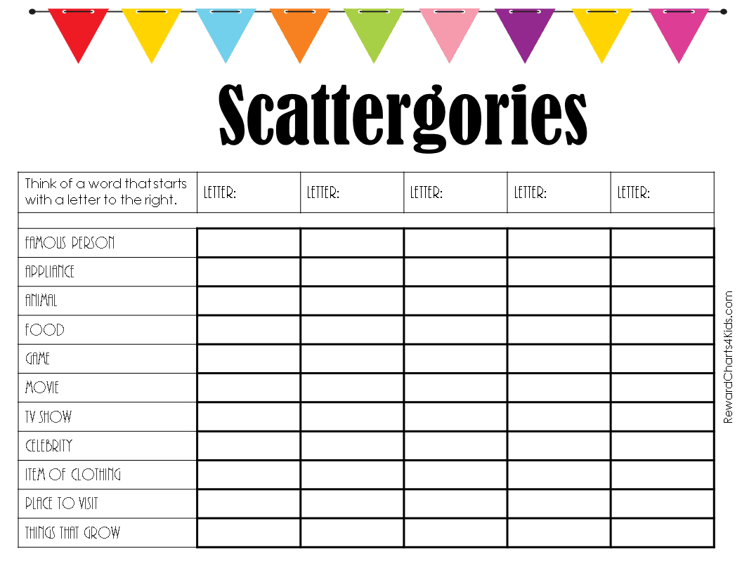 Free Printable Scattergories Lists | Instant Download within Free Scattergories Template