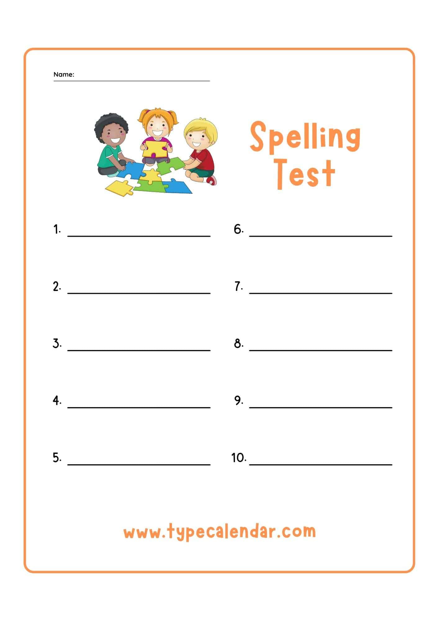 Free Printable Spelling Test Templates [Pdf] 10, 15, 20, 25 Words inside Dictation Templates Free