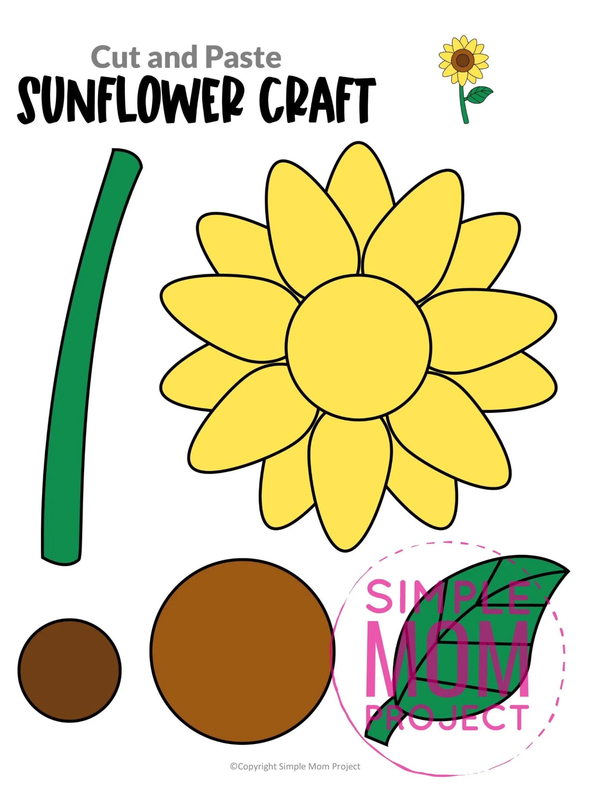 Free Printable Sunflower Craft Template – Simple Mom Project regarding Free Printable Sunflower Patterns