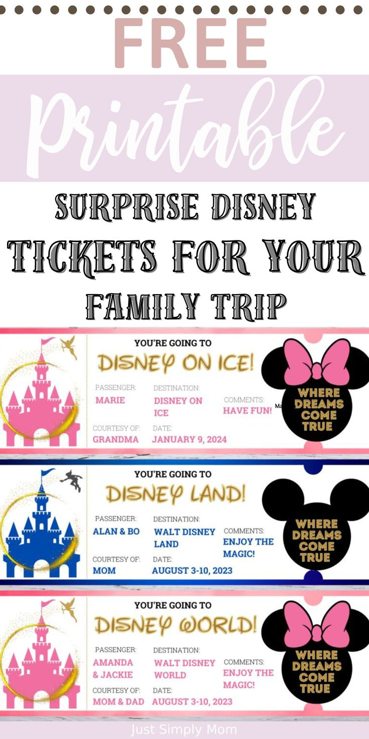 Free Printable Surprise Disney Tickets intended for Disney Ticket Free Printable
