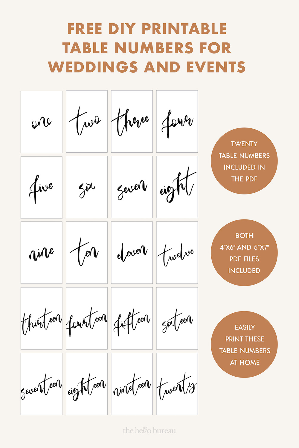 Free Printable Table Numbers For Weddings And Events - Worksheets with regard to Downloadable Free Printable Table Numbers